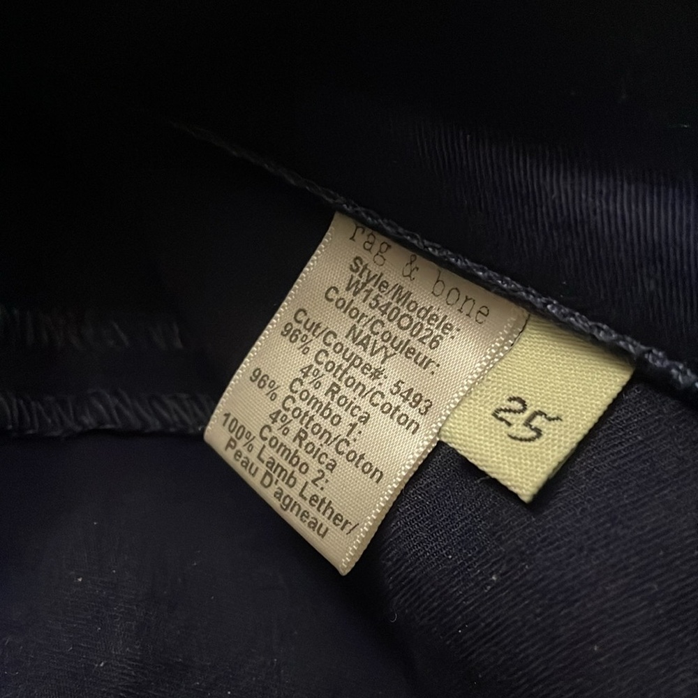 rag & bone Grand Prix Navy and Black Jean with Leather Accents - Picture 7 of 11